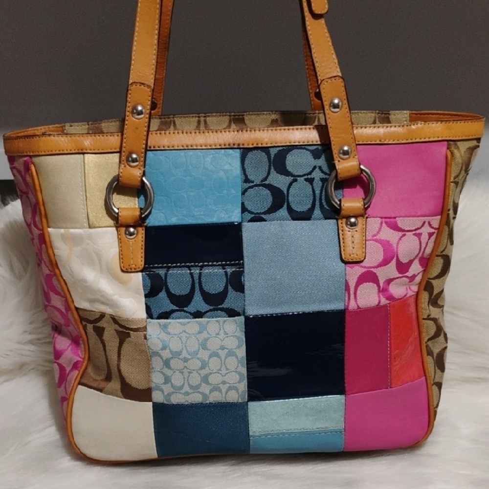 Sale! Authentic Coach Y2k Multicolor Patchwork To… - image 4